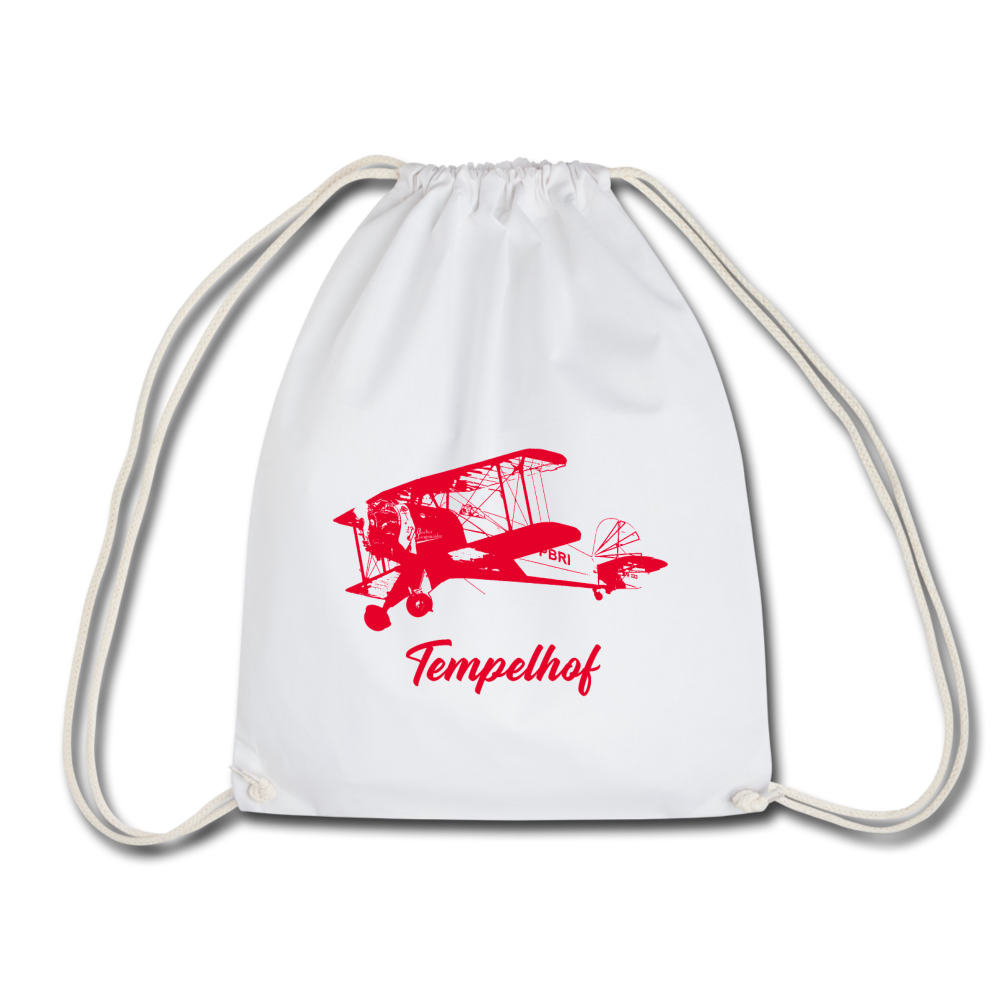 Tempelhof Flugzeug rot - Turnbeutel - Weiß