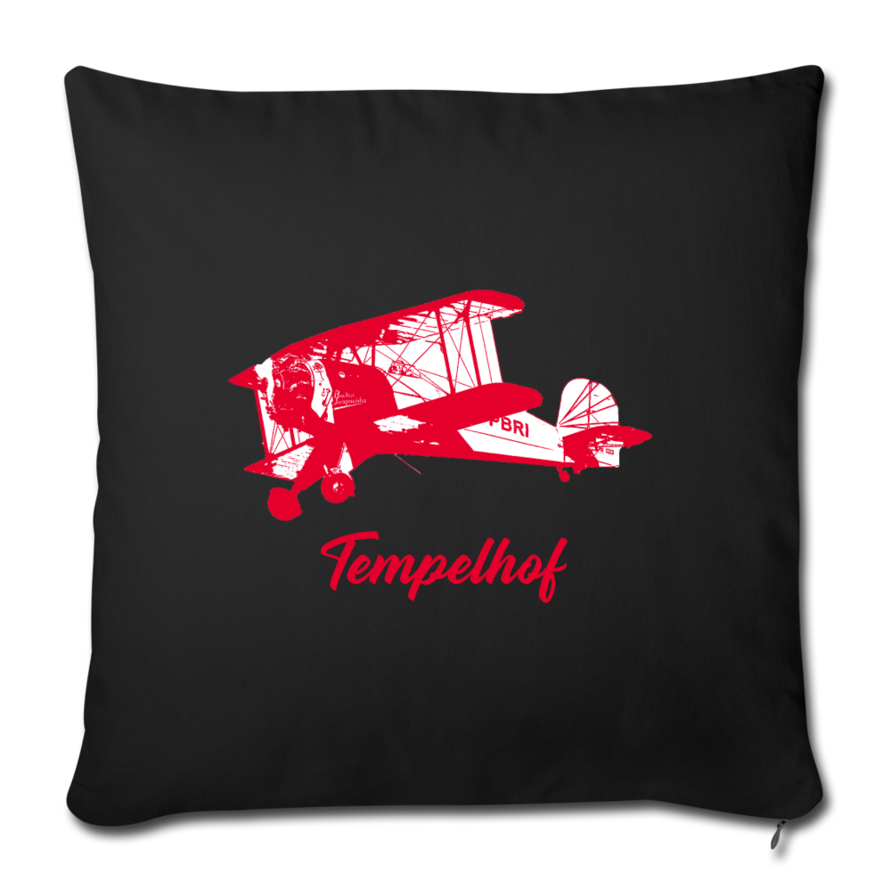 Tempelhof Flugzeug rot - Sofakissen mit Füllung (45 x 45 cm) - Schwarz