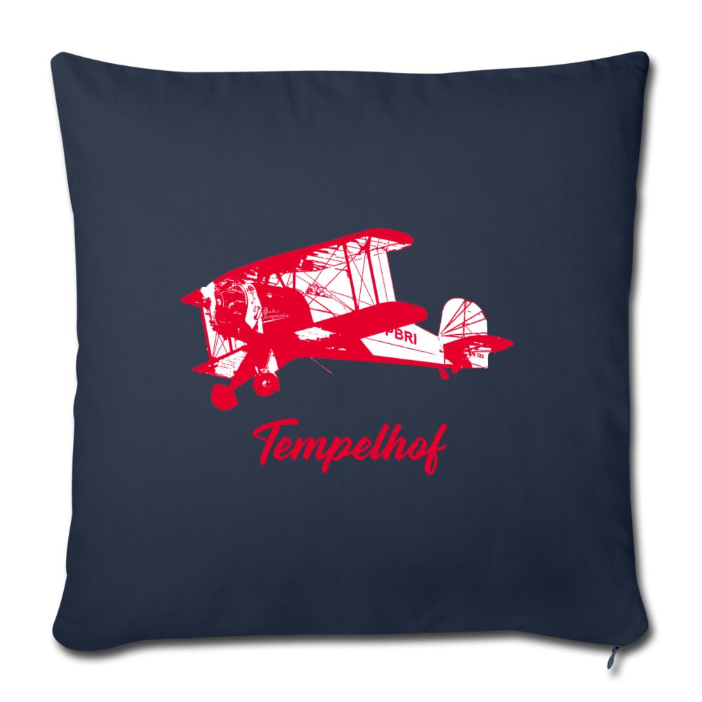 Tempelhof Flugzeug rot - Sofakissen mit Füllung (45 x 45 cm) - Navy