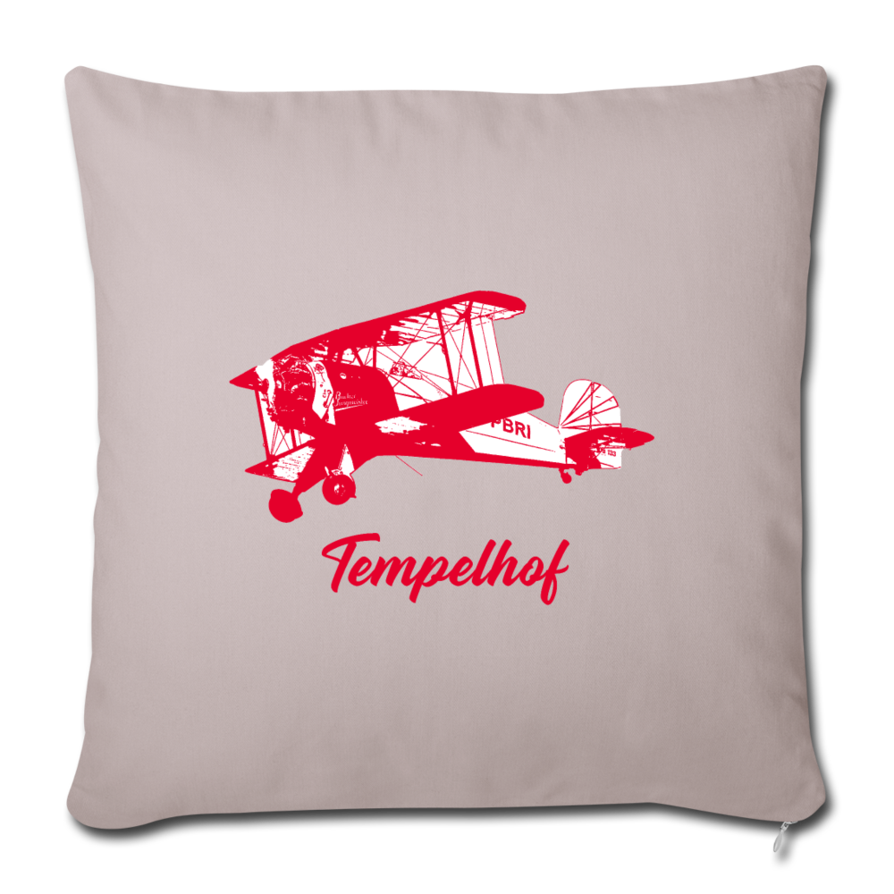 Tempelhof Flugzeug rot - Sofakissen mit Füllung (45 x 45 cm) - helles Taupe