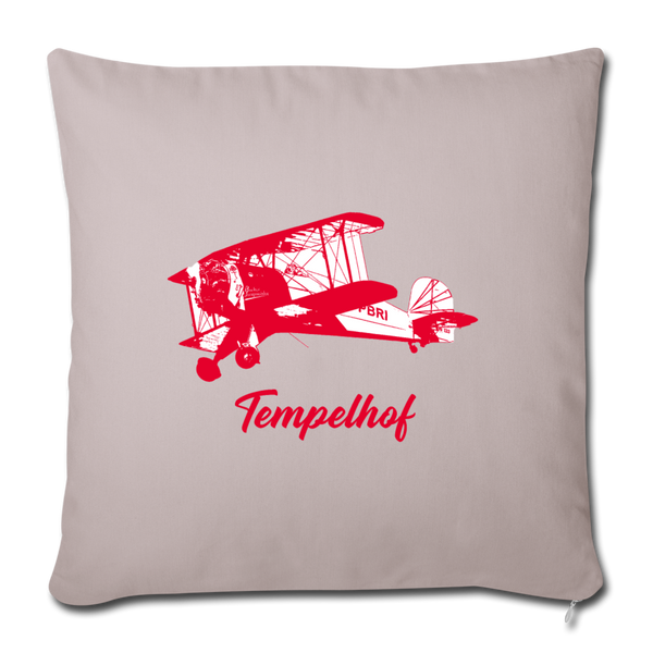 Tempelhof Flugzeug rot - Sofakissen mit Füllung (45 x 45 cm) - helles Taupe