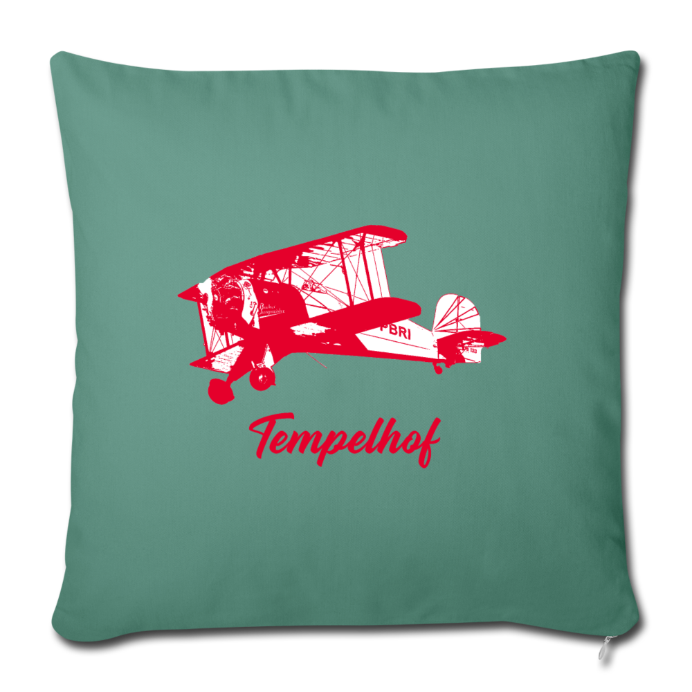Tempelhof Flugzeug rot - Sofakissen mit Füllung (45 x 45 cm) - Tanngrün