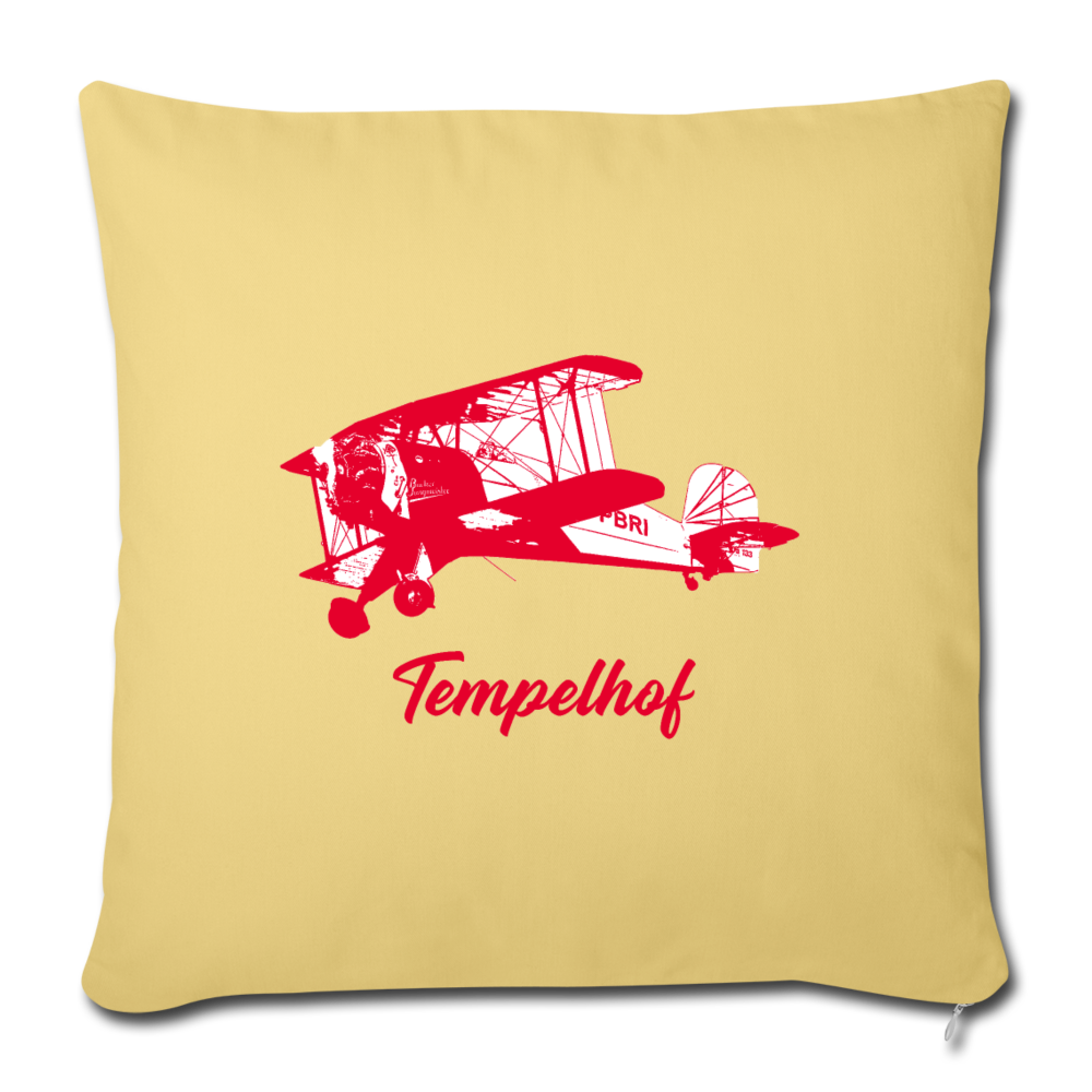 Tempelhof Flugzeug rot - Sofakissen mit Füllung (45 x 45 cm) - Hellgelb