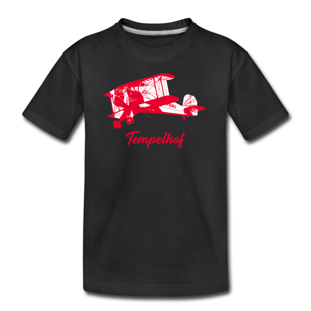 Tempelhof Flugzeug rot - Teenager Premium T-Shirt - Schwarz