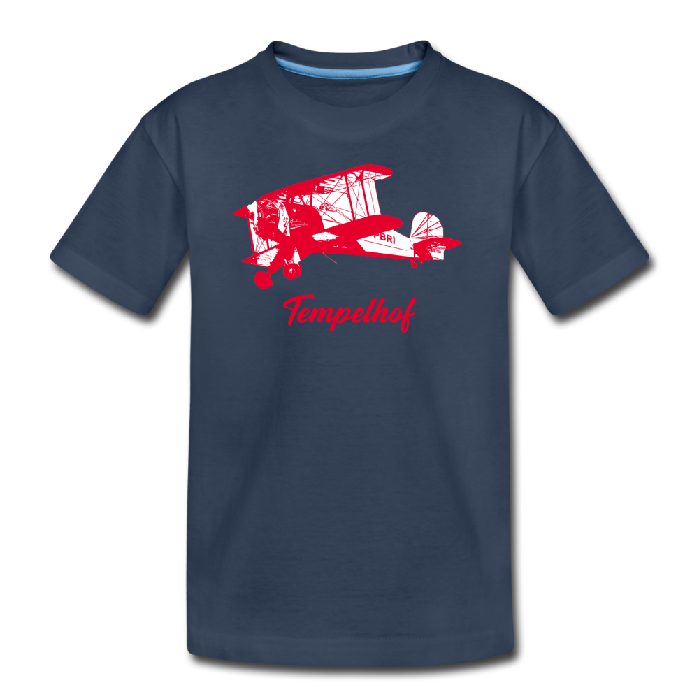 Tempelhof Flugzeug rot - Teenager Premium T-Shirt - Navy