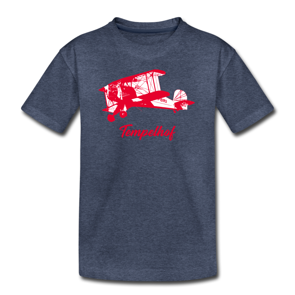 Tempelhof Flugzeug rot - Teenager Premium T-Shirt - Blau meliert