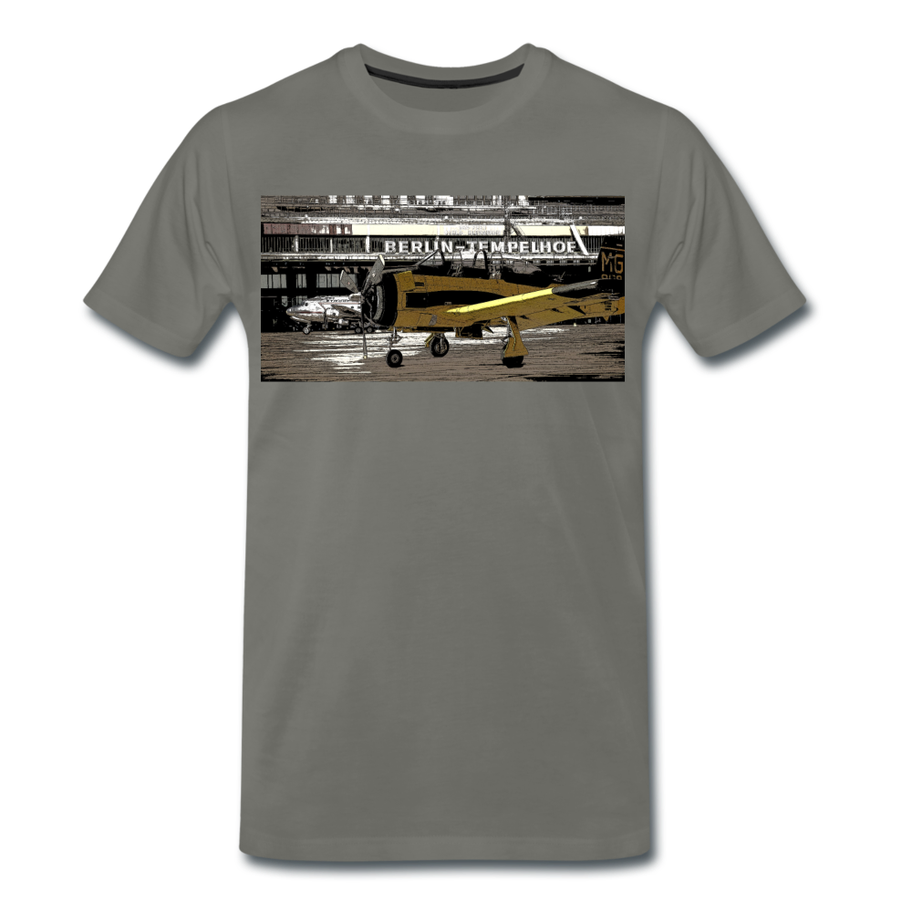 Tempelhof Flugzeug - Männer Premium T-Shirt - Asphalt