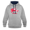 Tempelhof Flugzeug rot - Kontrast Hoodie - Grau meliert/Navy