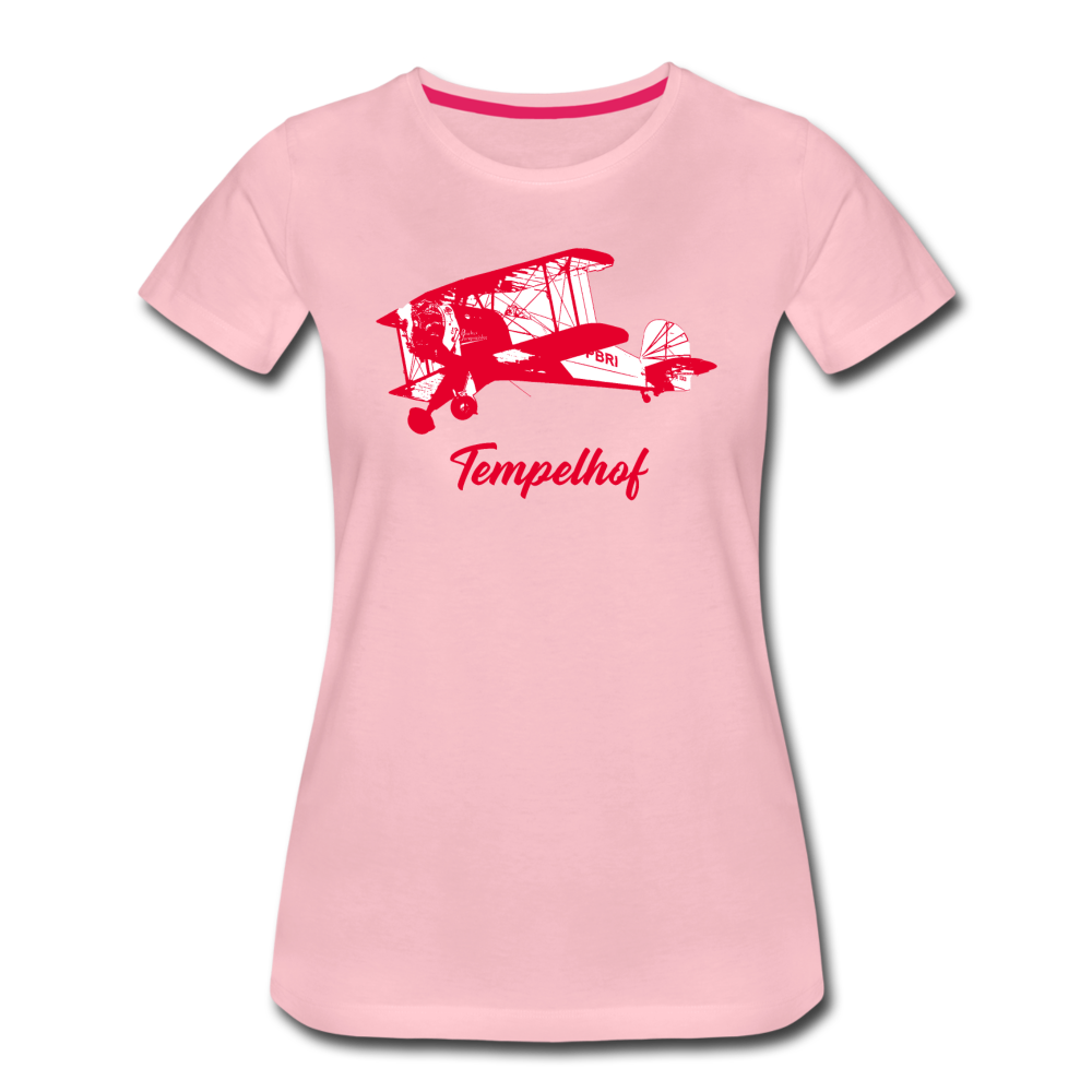 Tempelhof Flugzeug rot - Frauen Premium T-Shirt - Hellrosa