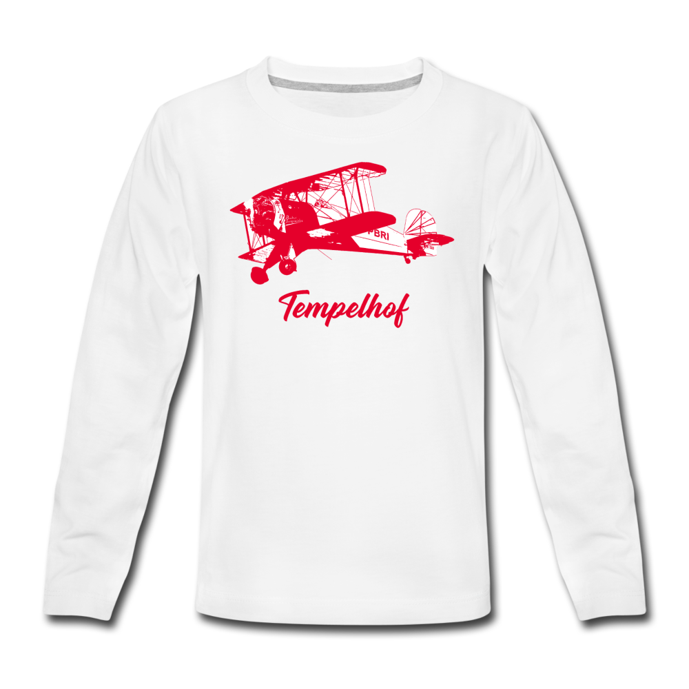 Tempelhof Flugzeug rot - Kinder Langarmshirt - Weiß