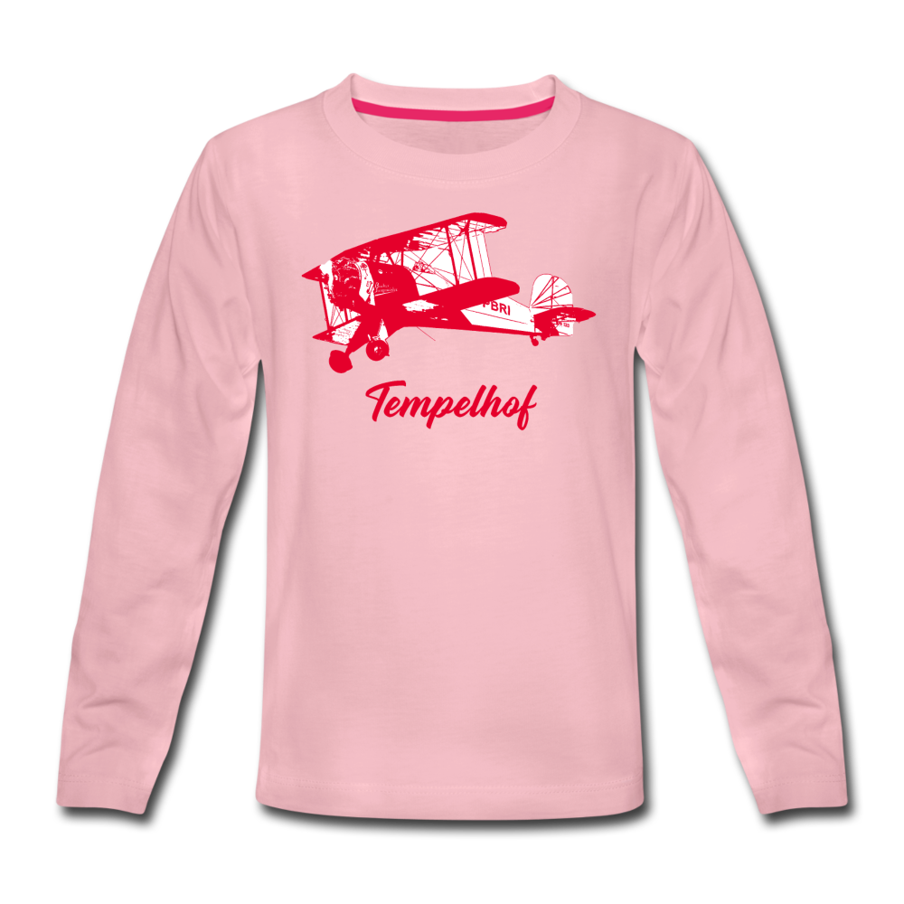 Tempelhof Flugzeug rot - Kinder Langarmshirt - Hellrosa