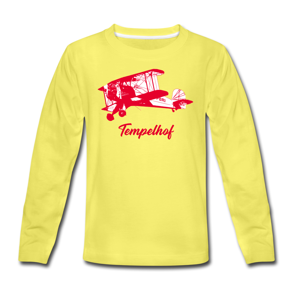 Tempelhof Flugzeug rot - Kinder Langarmshirt - Gelb