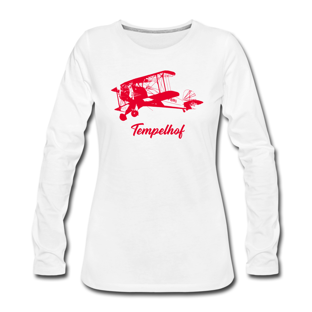 Tempelhof Flugzeug rot - Frauen Premium Langarmshirt - Weiß