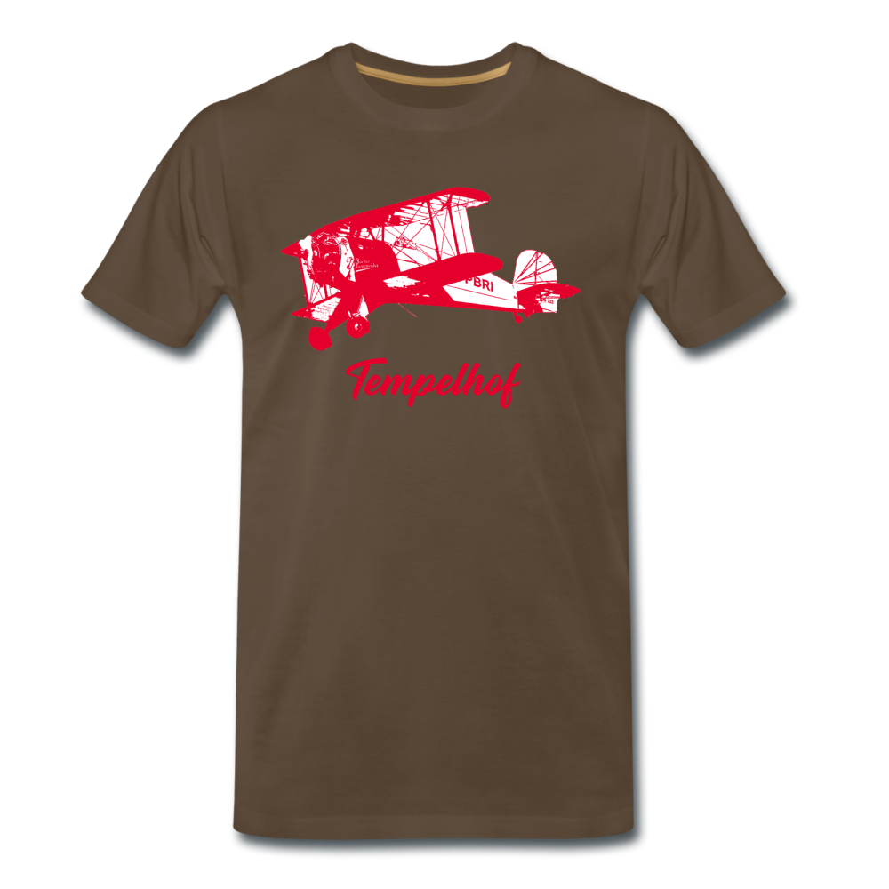 Tempelhof Flugzeug rot - Männer Premium T-Shirt - Edelbraun