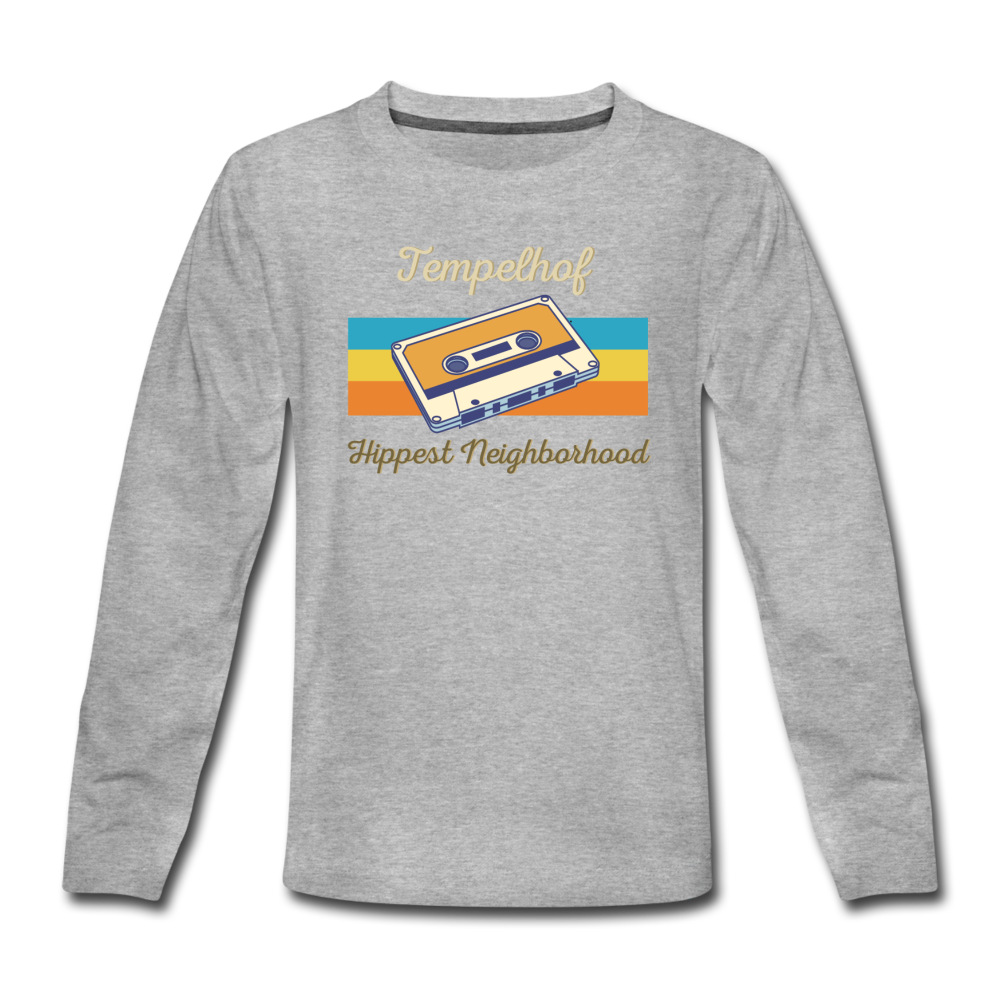 Tempelhof Hippest Neighborhood - Teenager Langarmshirt - Grau meliert