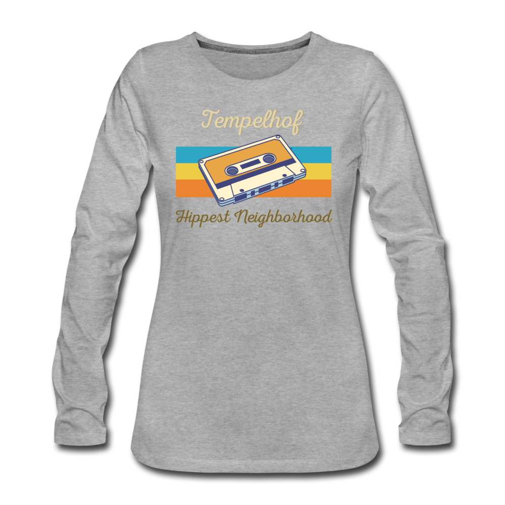 Tempelhof Hippest Neighborhood - Frauen Premium Langarmshirt - Grau meliert