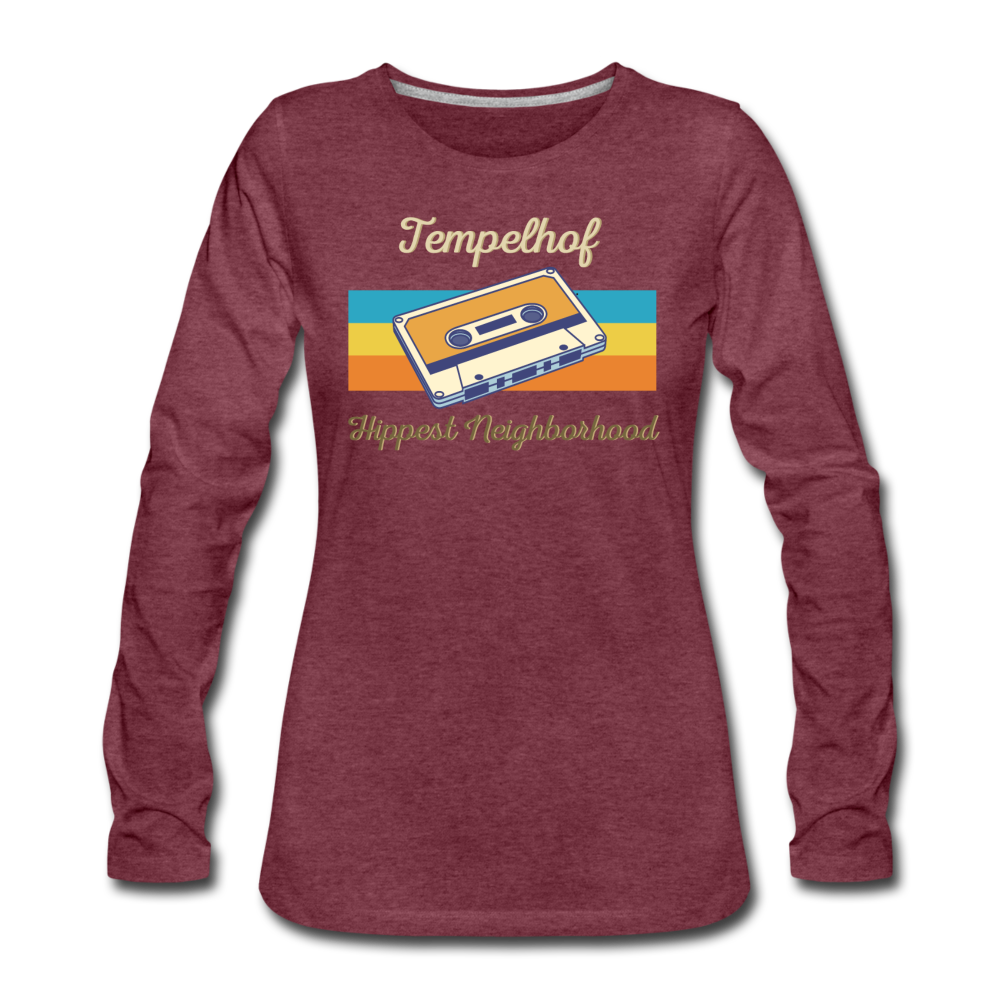 Tempelhof Hippest Neighborhood - Frauen Premium Langarmshirt - Bordeauxrot meliert