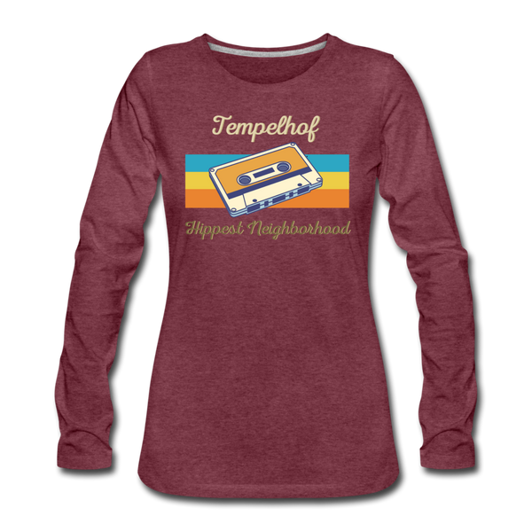 Tempelhof Hippest Neighborhood - Frauen Premium Langarmshirt - Bordeauxrot meliert