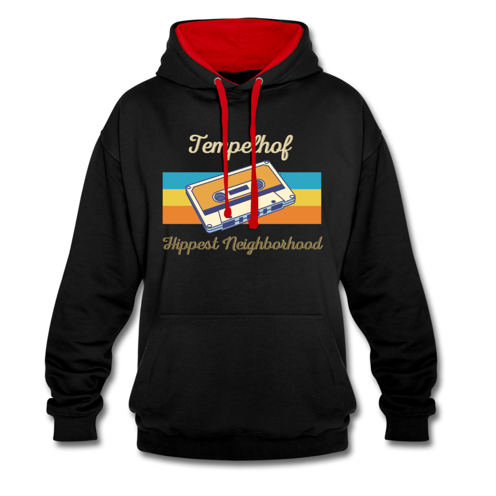 Tempelhof Hippest Neighborhood - Kontrast Hoodie - Schwarz/Rot