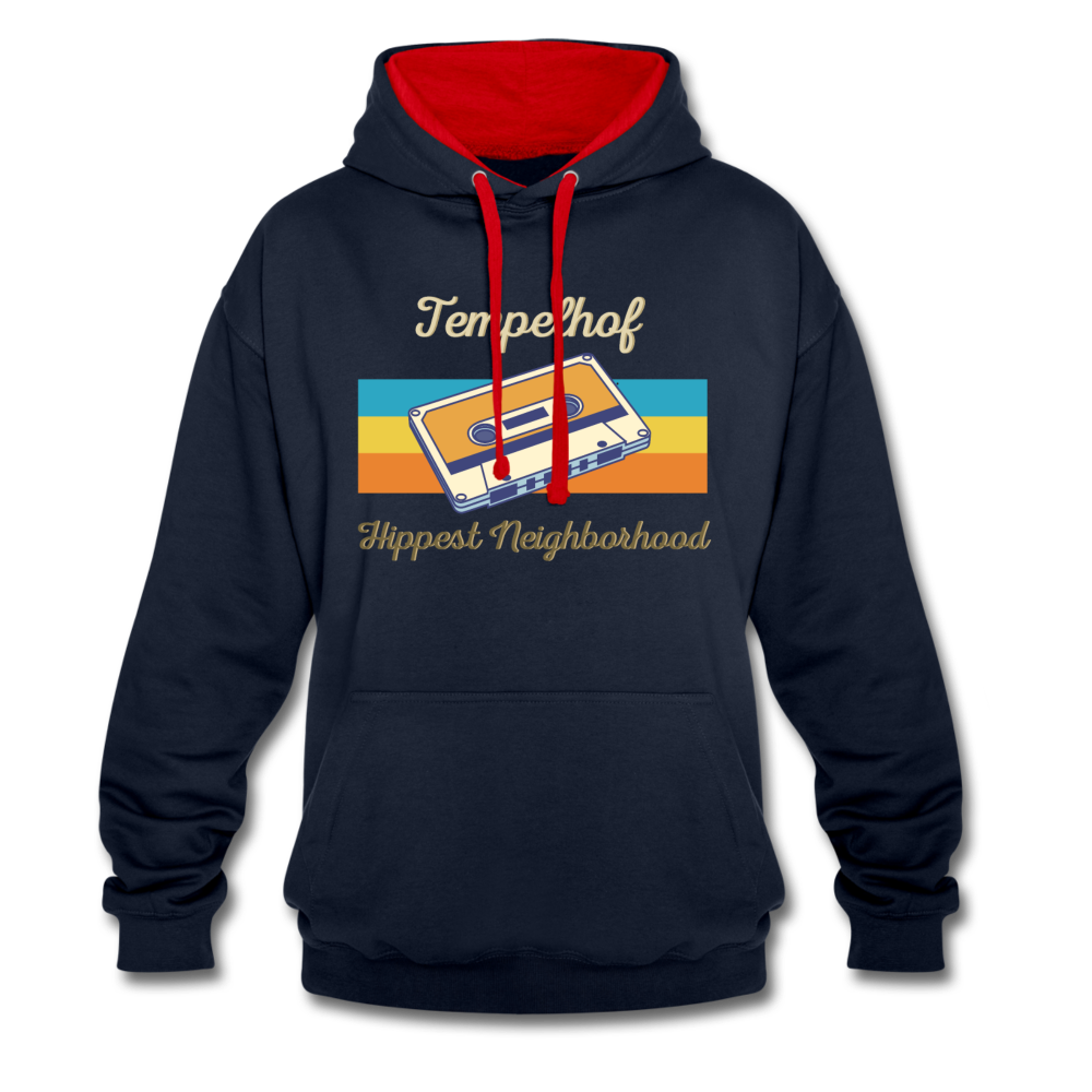 Tempelhof Hippest Neighborhood - Kontrast Hoodie - Navy/Rot