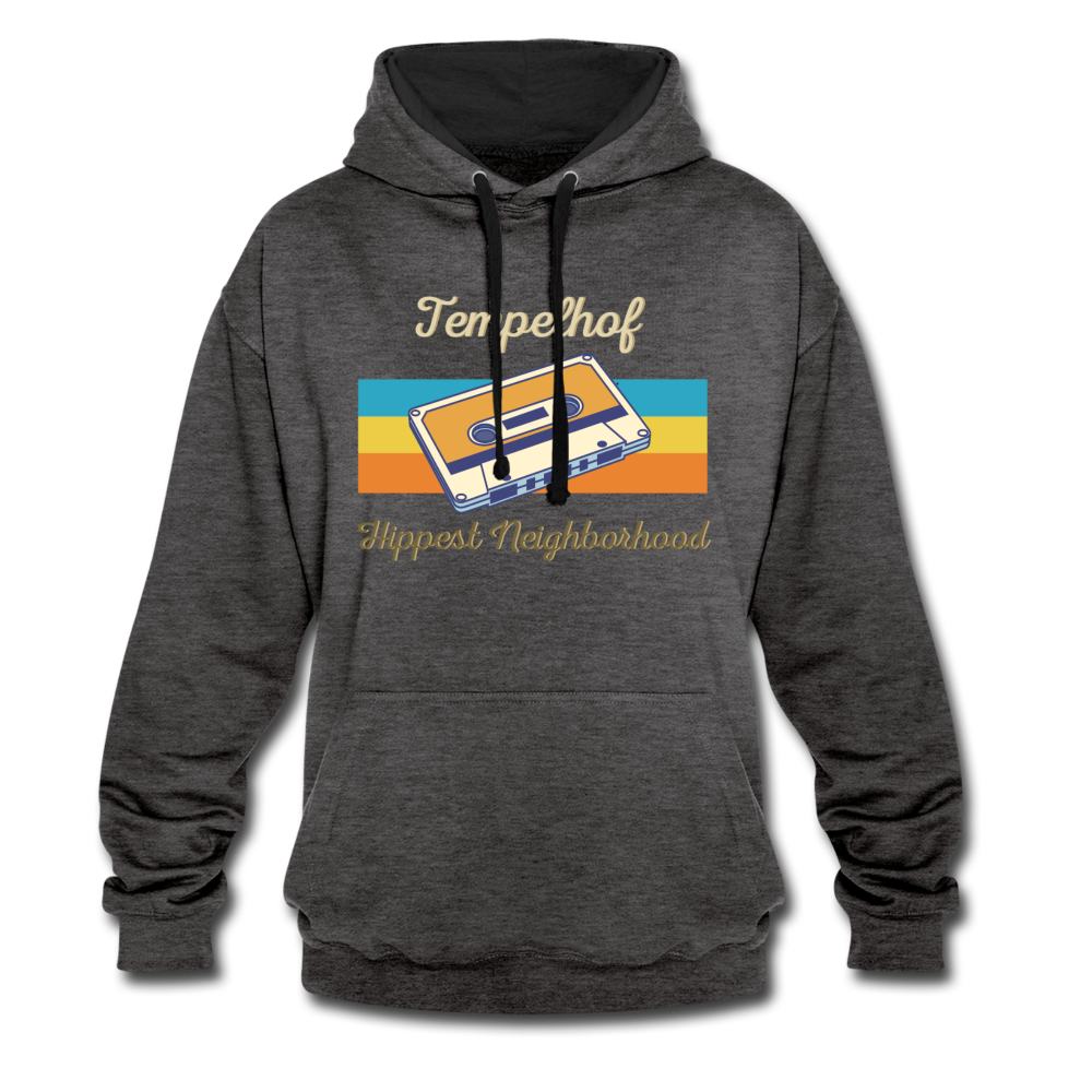 Tempelhof Hippest Neighborhood - Kontrast Hoodie - Anthrazit/Schwarz