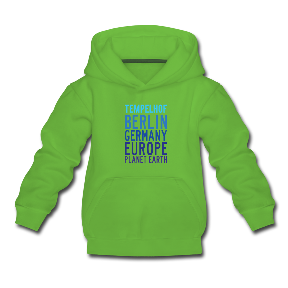 Tempelhof Planet Earth - Kinder Premium Hoodie - Hellgrün