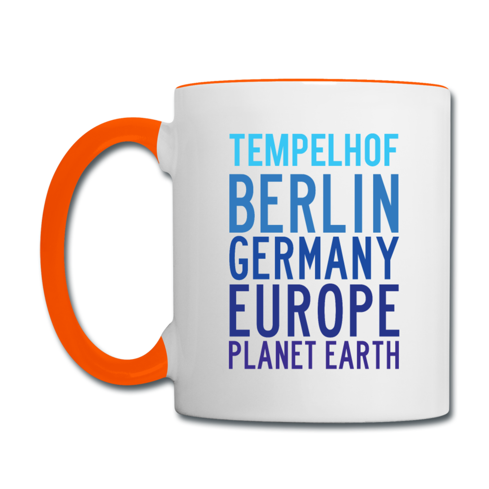 Tempelhof Planet Earth - Tasse zweifarbig - Weiß/Orange