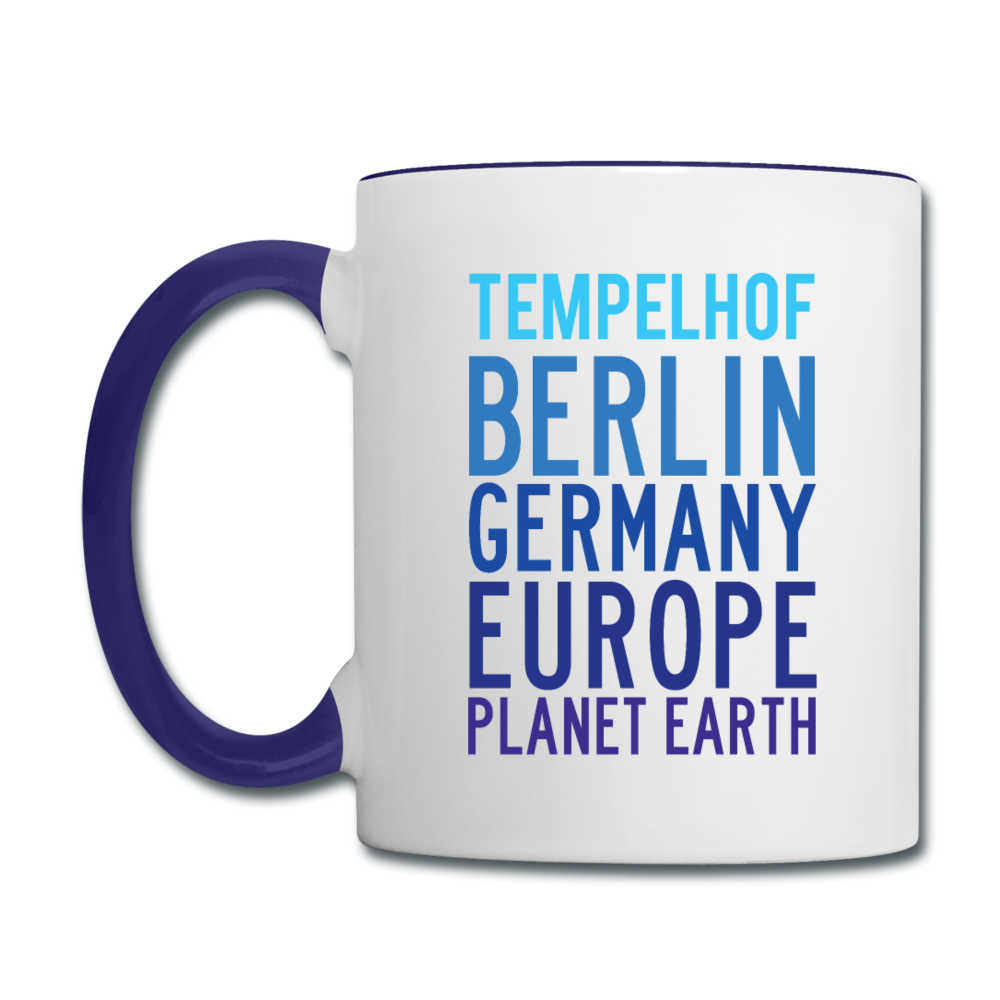 Tempelhof Planet Earth - Tasse zweifarbig - Weiß/Kobaltblau