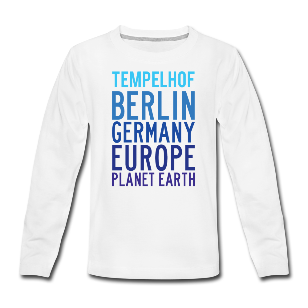 Tempelhof Planet Earth - Teenager Langarmshirt - Weiß
