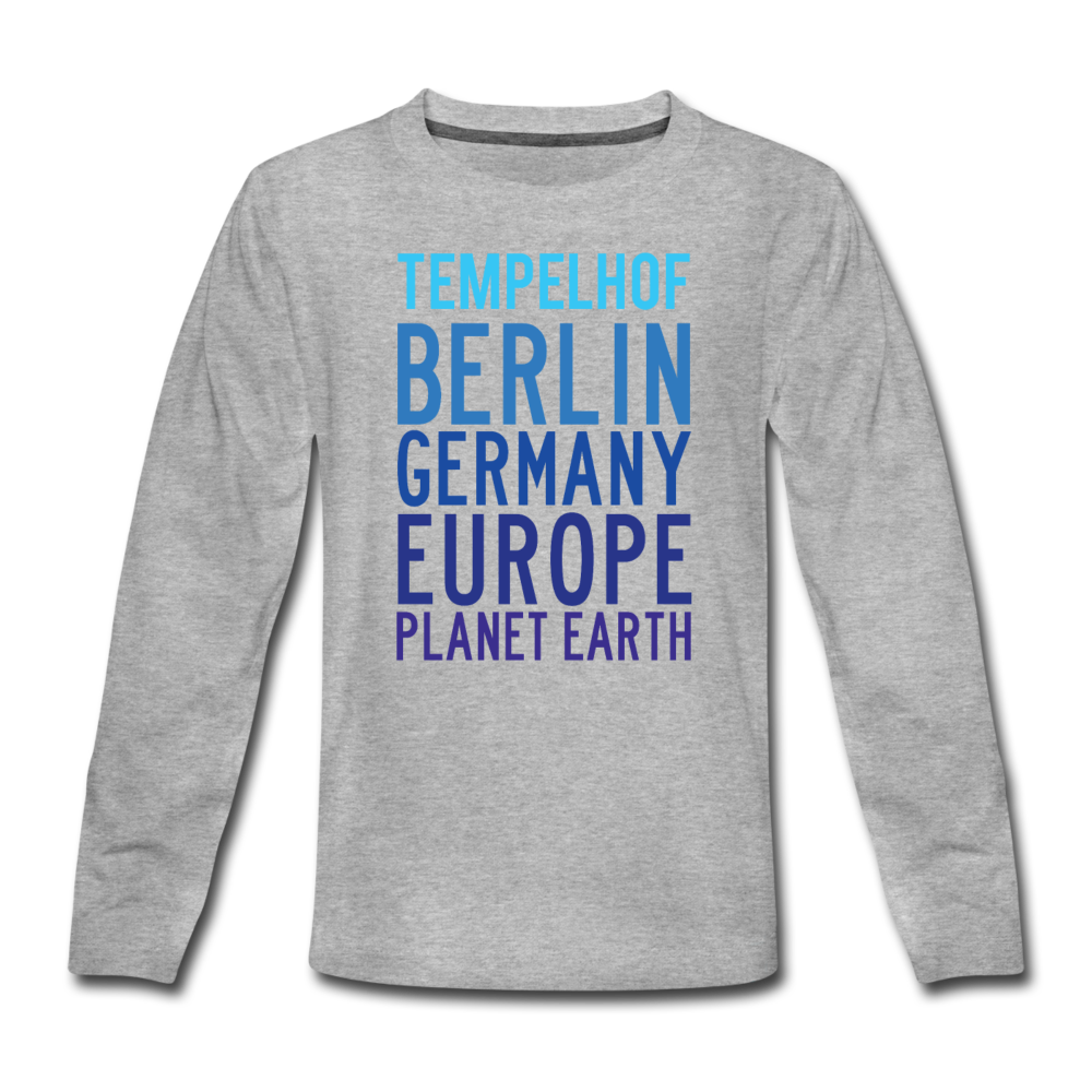 Tempelhof Planet Earth - Teenager Langarmshirt - Grau meliert