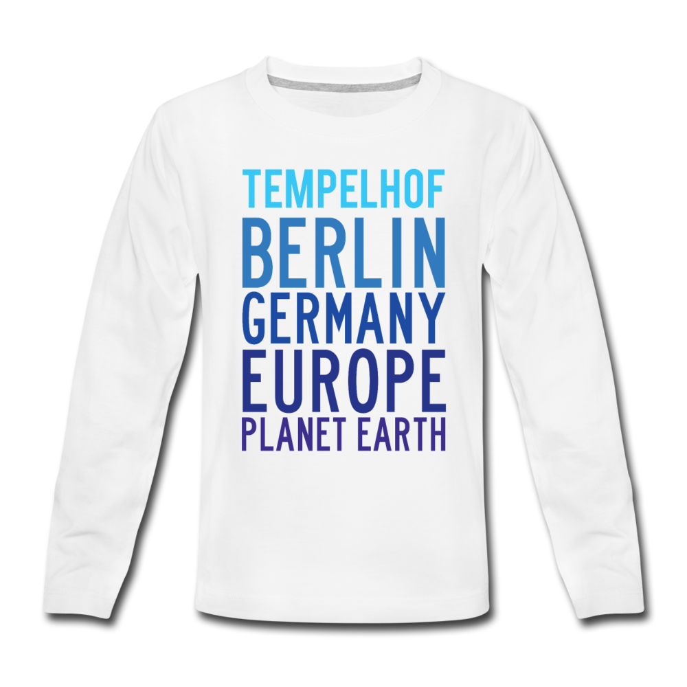 Tempelhof Planet Earth - Kinder Langarmshirt - Weiß