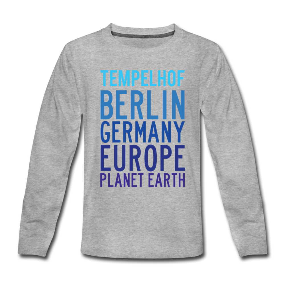 Tempelhof Planet Earth - Kinder Langarmshirt - Grau meliert