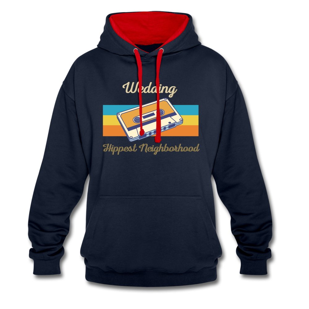 Wedding Hippest Neighborhood - Kontrast Hoodie - Navy/Rot