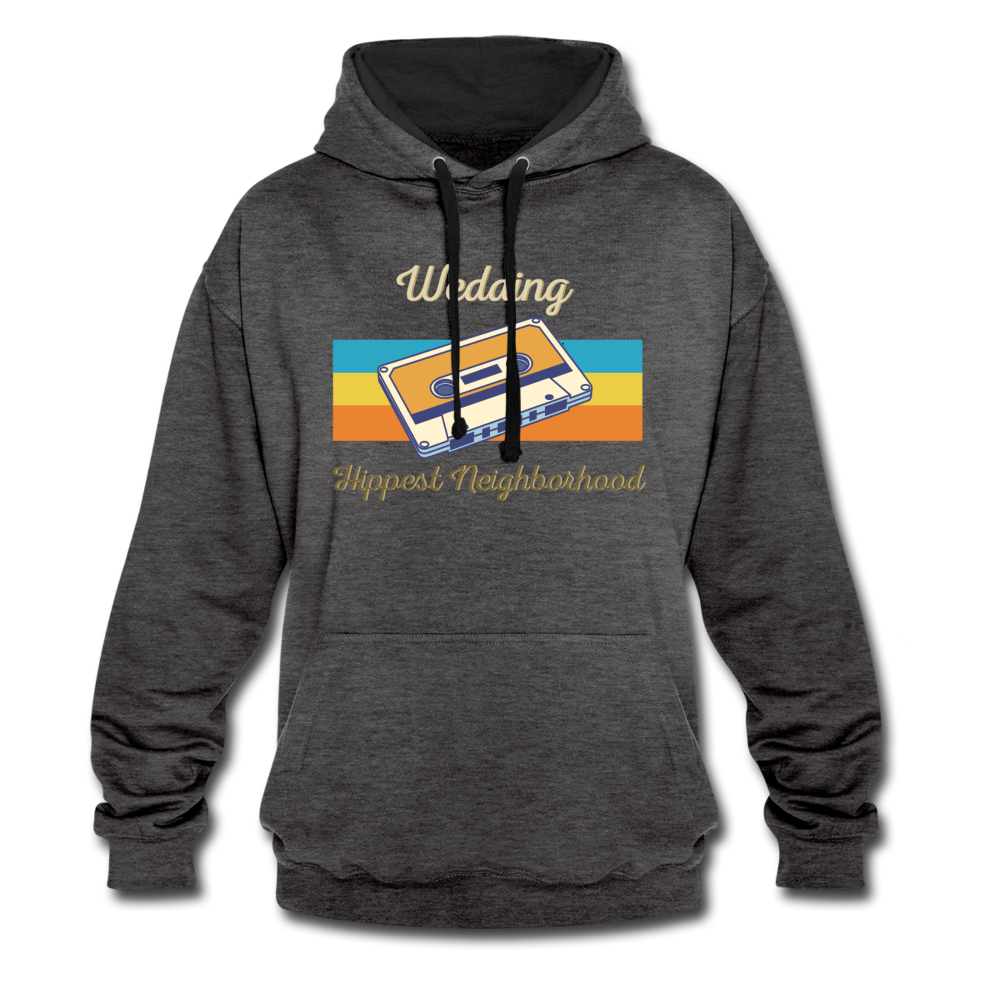Wedding Hippest Neighborhood - Kontrast Hoodie - Anthrazit/Schwarz