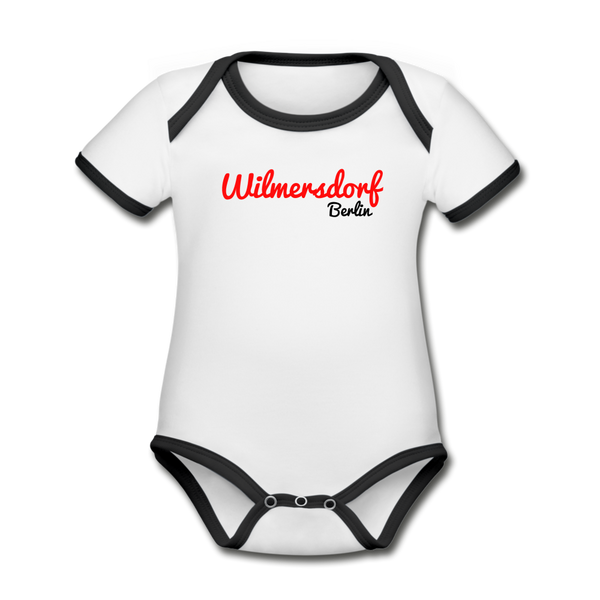 Wilmersdorf Berlin - Baby Bio-Kurzarm-Kontrastbody - Weiß/Schwarz