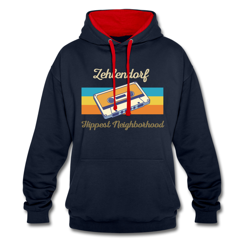 Zehlendorf Hippest Neighborhood - Kontrast Hoodie - Navy/Rot