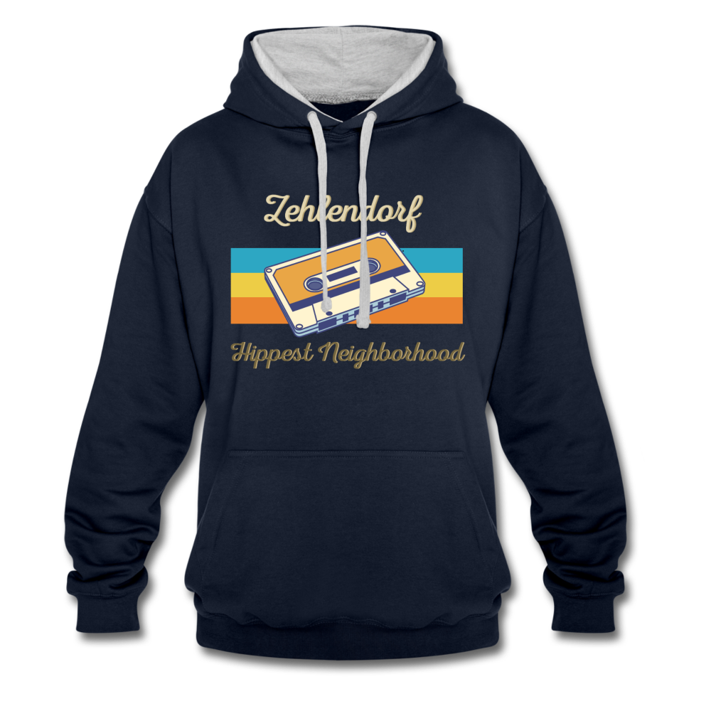Zehlendorf Hippest Neighborhood - Kontrast Hoodie - Navy/Grau meliert