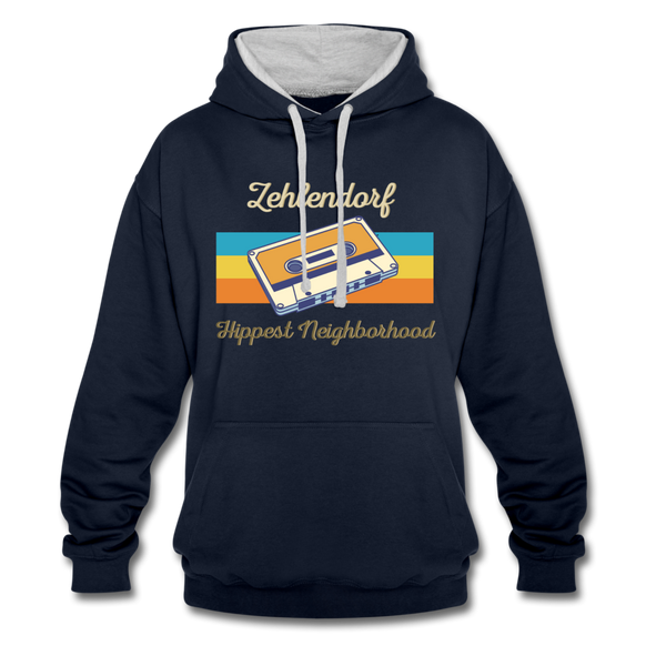 Zehlendorf Hippest Neighborhood - Kontrast Hoodie - Navy/Grau meliert