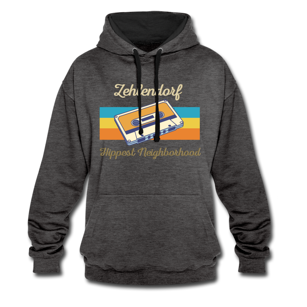 Zehlendorf Hippest Neighborhood - Kontrast Hoodie - Anthrazit/Schwarz