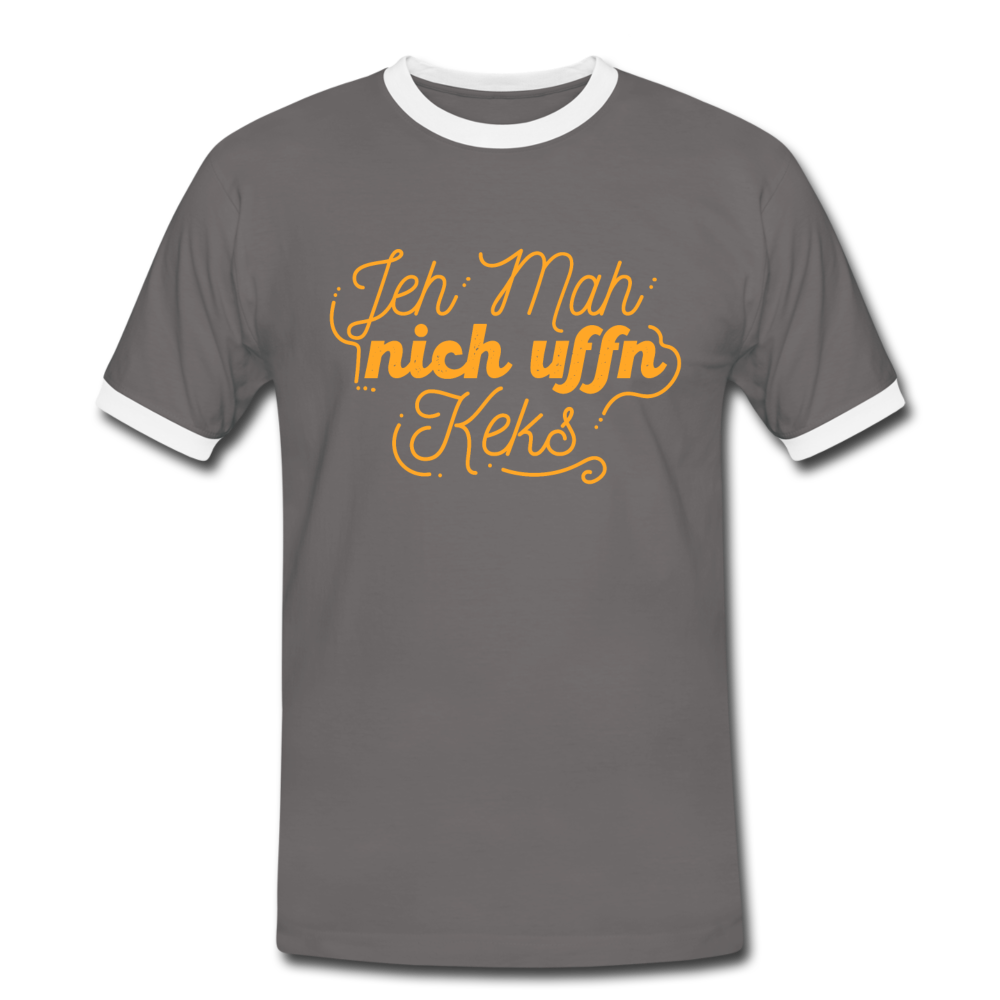 Jeh mah nich uffn Keks gelb - Männer Ringer T-Shirt - Dunkelgrau/Weiß