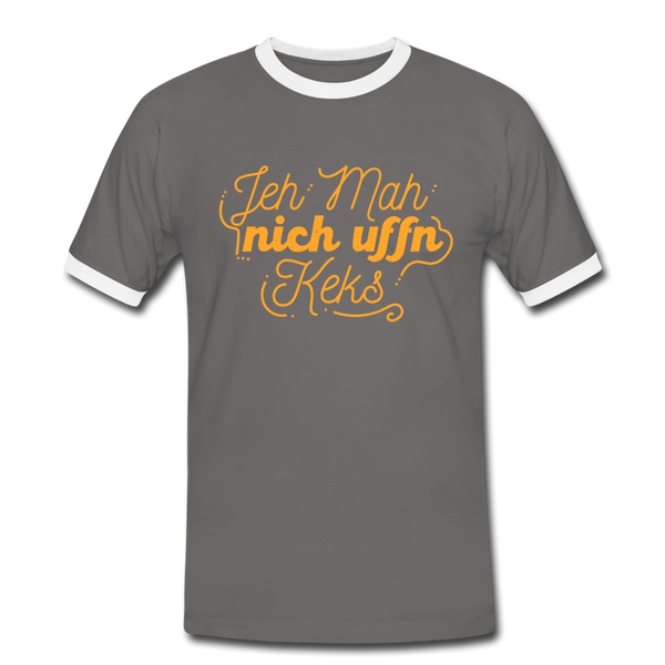 Jeh mah nich uffn Keks gelb - Männer Ringer T-Shirt - Dunkelgrau/Weiß