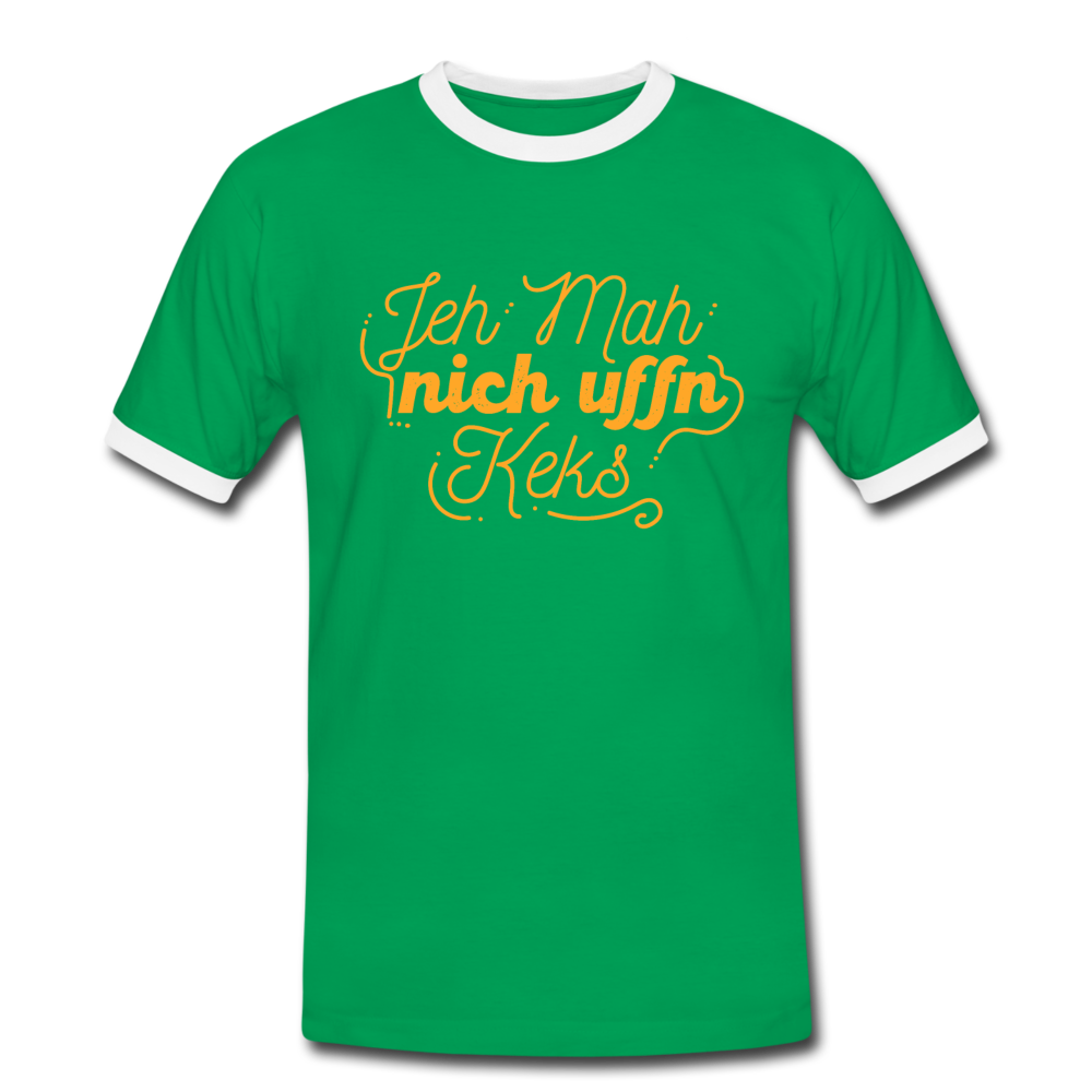 Jeh mah nich uffn Keks gelb - Männer Ringer T-Shirt - Kelly Green/Weiß