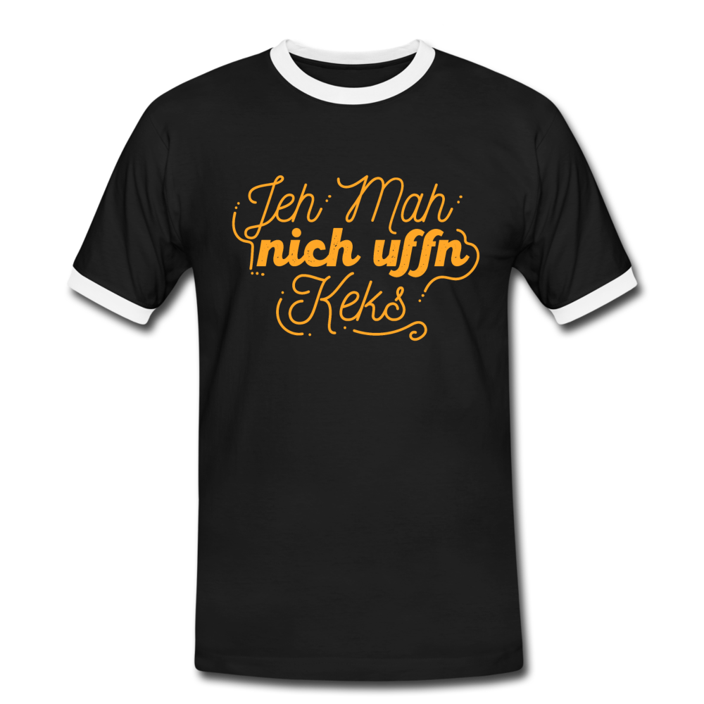 Jeh mah nich uffn Keks gelb - Männer Ringer T-Shirt - Schwarz/Weiß