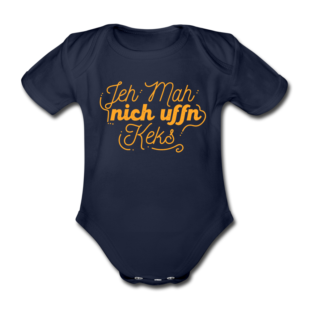 Jeh mah nich uffn Keks gelb - Bio-Kurzarmbody - Dunkelnavy