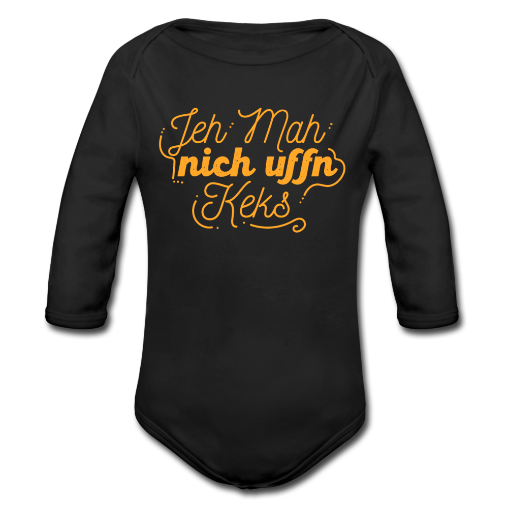 Jeh mah nich uffn Keks gelb - Bio-Langarmbody - Schwarz