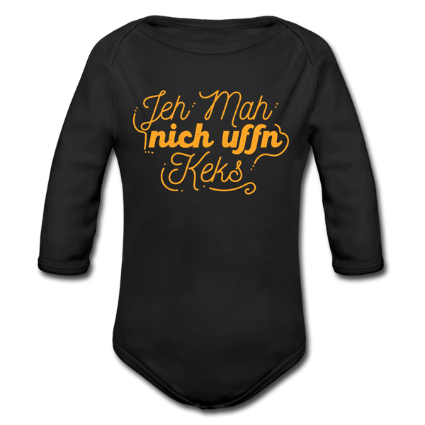 Jeh mah nich uffn Keks gelb - Bio-Langarmbody - Schwarz