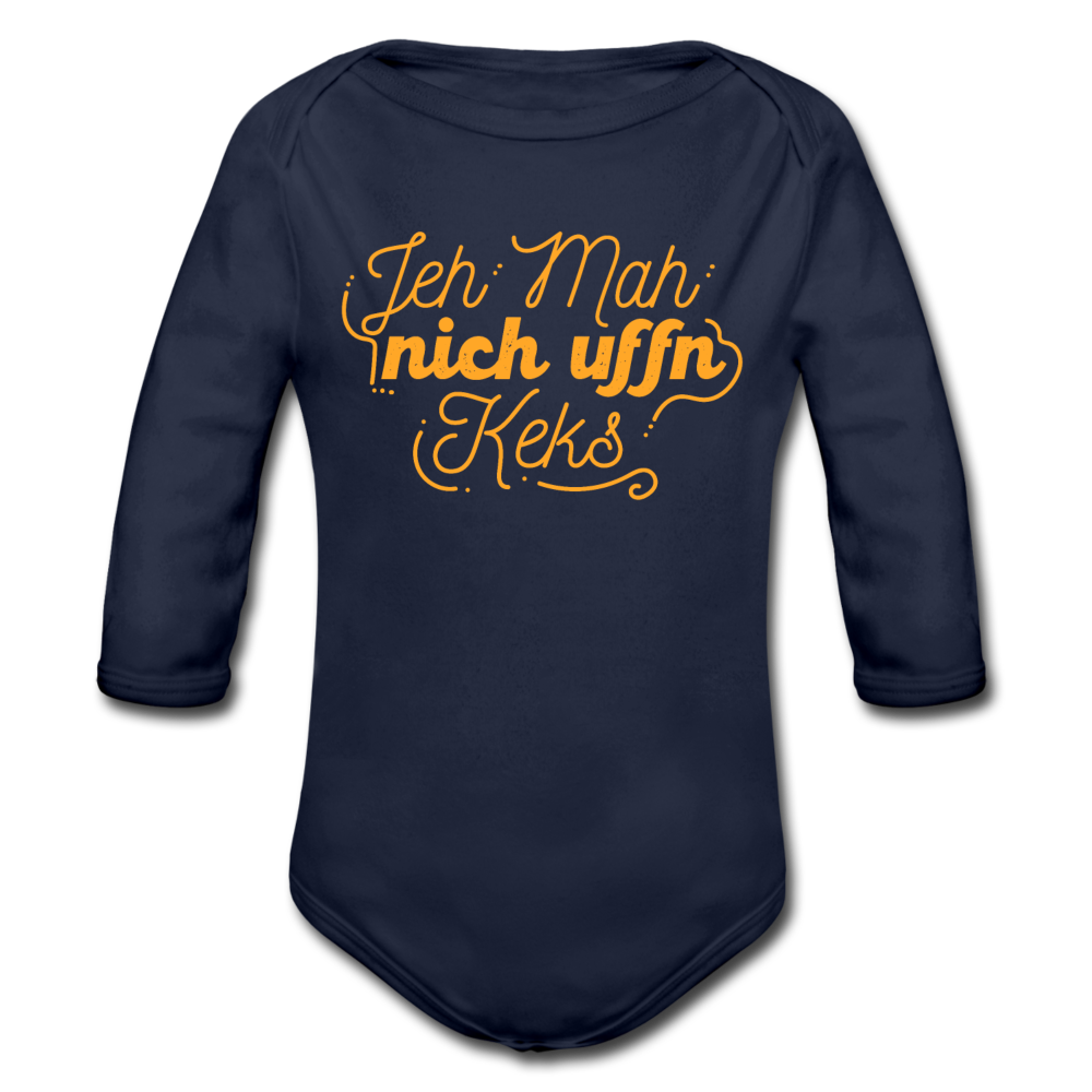 Jeh mah nich uffn Keks gelb - Bio-Langarmbody - Dunkelnavy