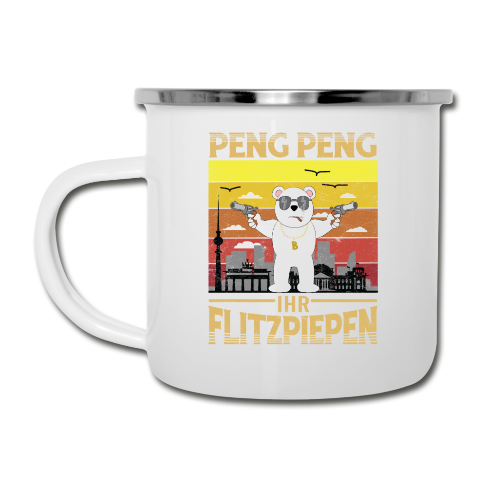 Peng Peng - Emaille Tasse - Weiß