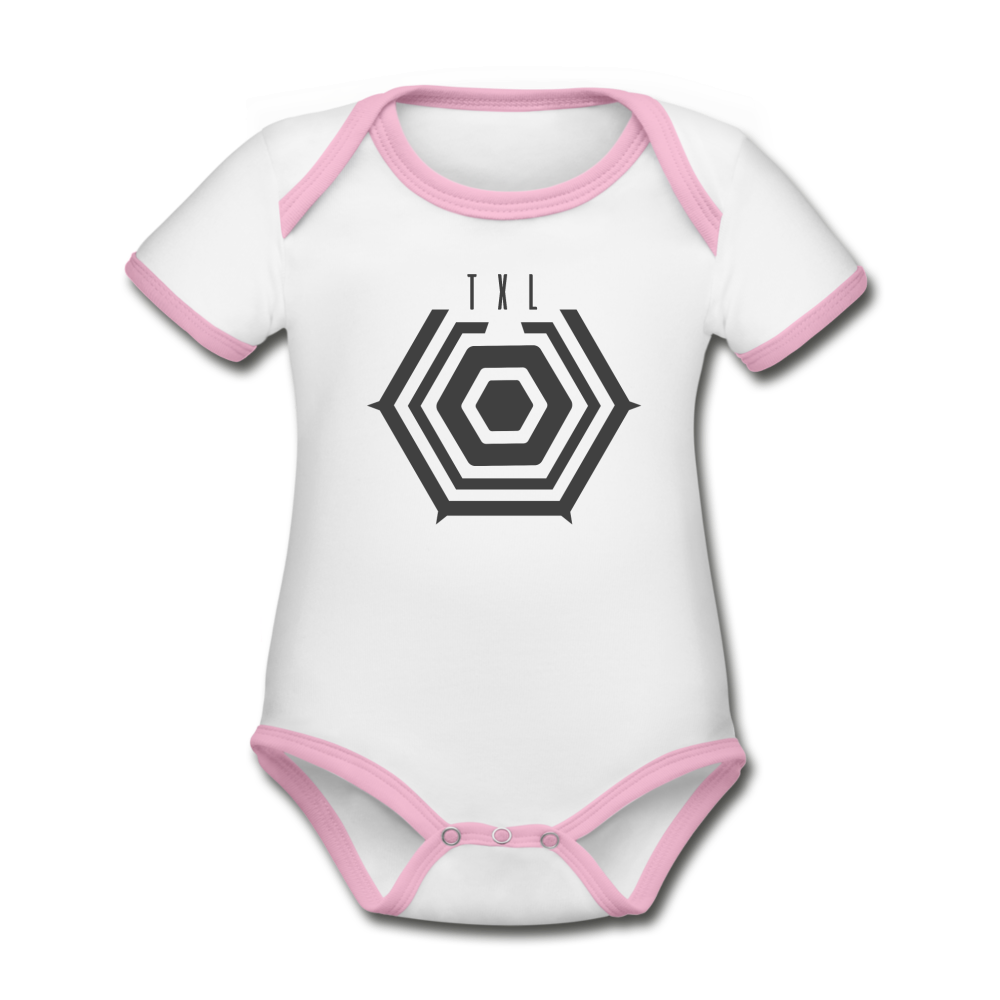 Tegel TXL Umrisse - Baby Bio-Kurzarm-Kontrastbody - Weiß/Rose