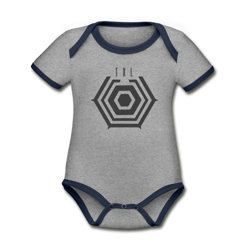 Tegel TXL Umrisse - Baby Bio-Kurzarm-Kontrastbody - Grau meliert/Navy